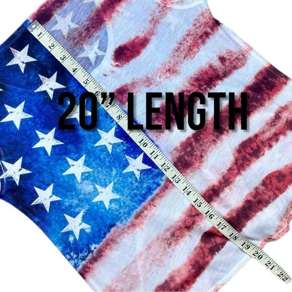 NWOT Moa Moa Women’s Patriotic American Flag Red White and Blue Tie T-shirt Sz L - Picture 6 of 7
